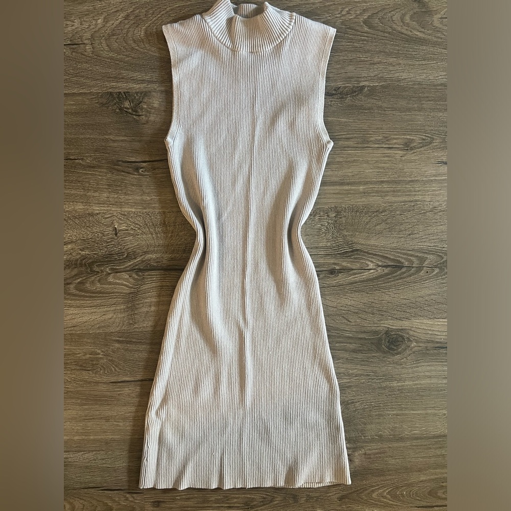 Mock-neck ribbed mini dress